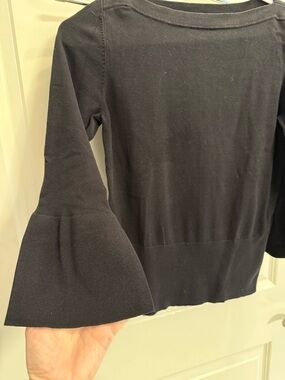 Ann Taylor Black Bell Sleeve Long Sleeve Top
